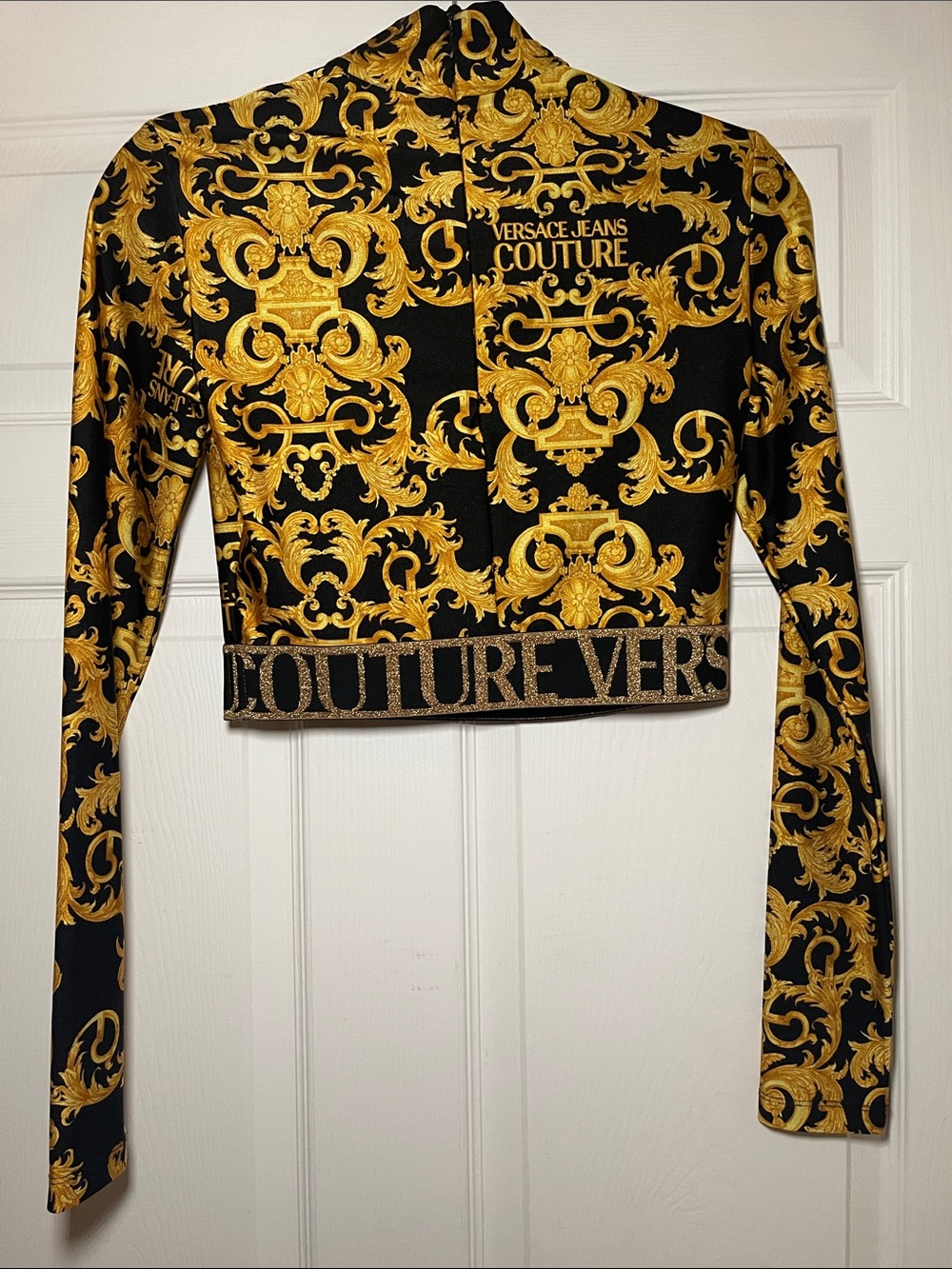 Versace Jeans Collection Black & Gold Baroque Crop Top - Picture 5 of 9